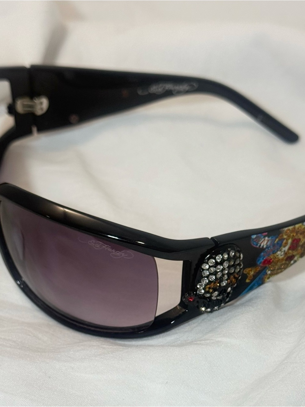 Ed Hardy Y2K “Skull & Roses” rhinestone sunglasses
